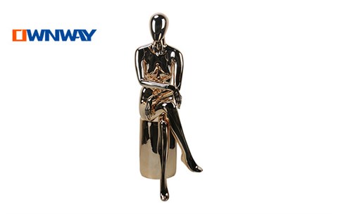 Egg head no wig gold plating sitting femal mannequins HQT-F002