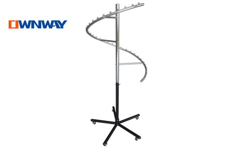 Metal spiral display garment rack with five wheels HQX067