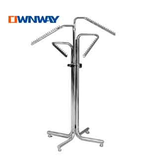 Metal four arms display garment rack with four wheels HQS030