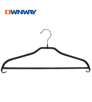 Non Slip wire clothes hanger black plastic coated hanger HQHP025