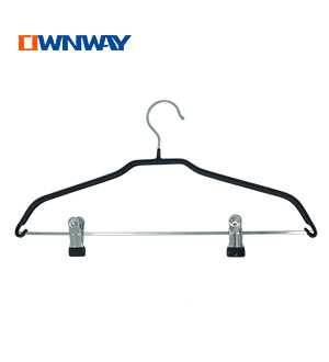 Wholesale grey coated clothes hanger with metal clip HQHP026